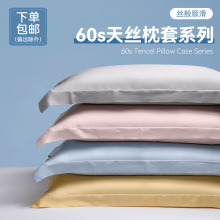 60支天丝枕套批发家用单人枕头套一对2023夏季纯色枕芯套南通家纺