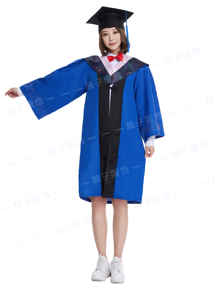 现货批发硕士服 研究生大学毕业礼服文理工科理科医科蓝色学位装