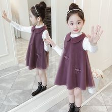 女童2024春秋套装洋装新款韩版儿童时尚两件套背心裙女孩公主裙