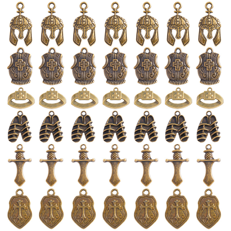 跨境热销 古青铜合金饰品配件 圣经主题挂件 头盔盔甲腰带吊坠