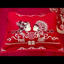 中国风枕巾一对结婚枕头婚庆豪华毛巾红色婚房中式情侣