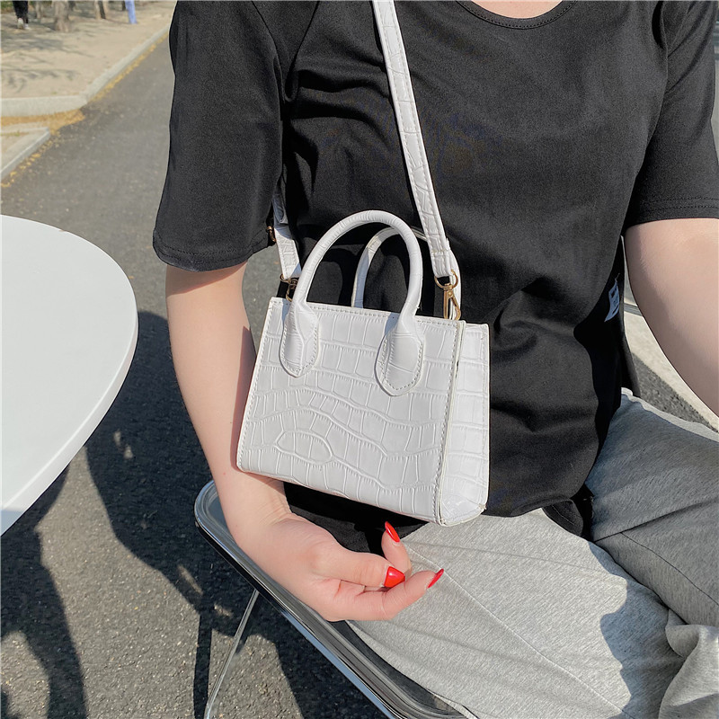 Women's Bag 2021 Spring New Fashion Textured Small Square Bag Simple and Fresh Shoulder Bag Messenger Bag Internet-Famous Tote