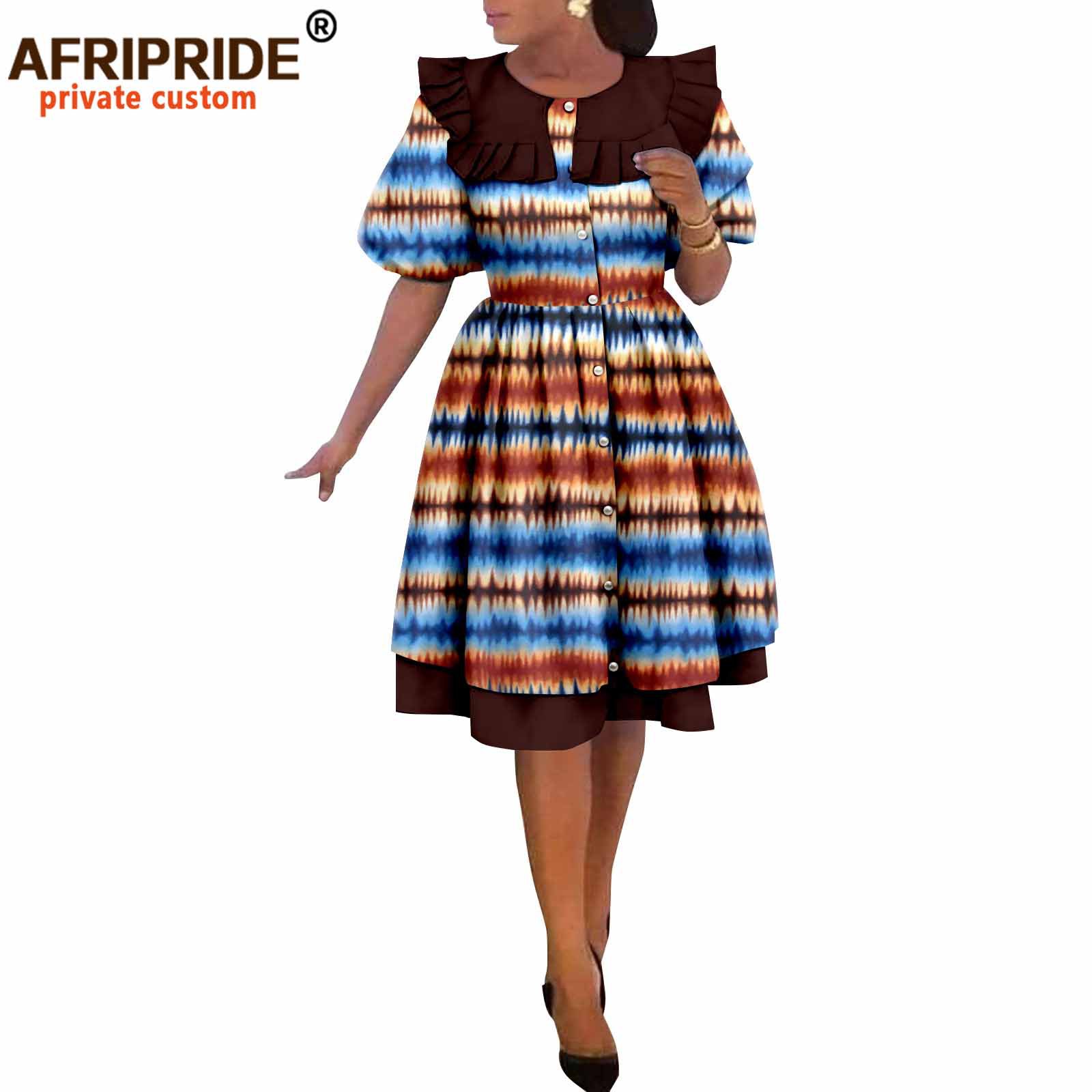 New African Ethnic Clothes Batik Printing Cotton Women's Dress Afripride 2225029