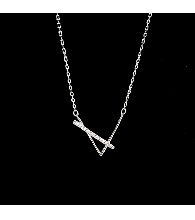 s925纯银项链女生v字饰品ins小众设计感简约气质锆石欧美锁骨链子