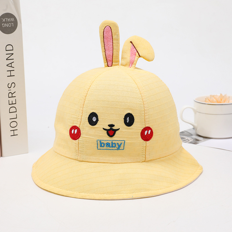 Children's Hat Summer Sun-Proof Beach Hat Baby Sunhat Spring and Autumn Cute Bucket Hat New Cute Rabbit