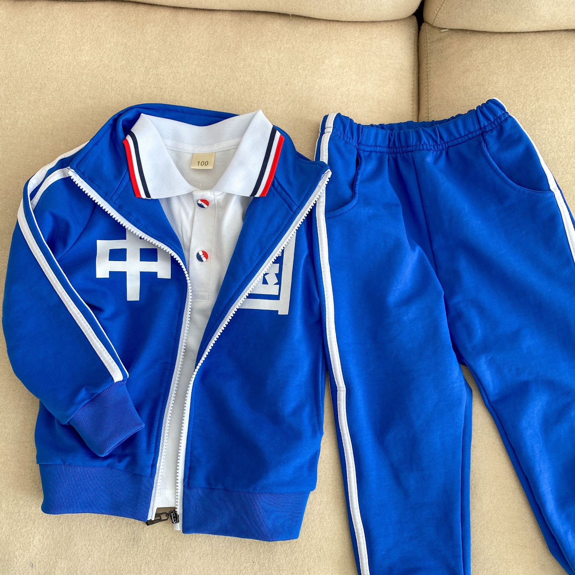 儿童春秋季套装男童拉链运动服中国校服小女童休闲宝宝卫衣两件套