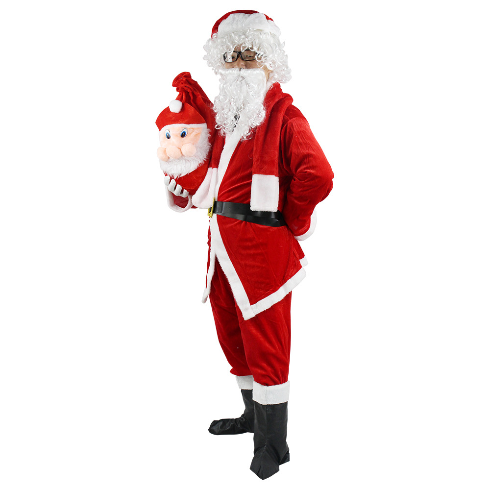 圣诞节衣服cosplay圣诞老人成人儿童男服女服装金丝绒cos服套装