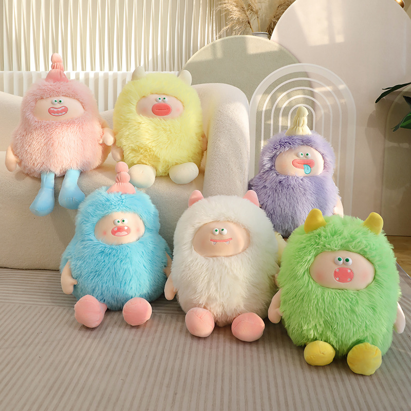 creative long-haired little monster doll plush toy ugly and cute big doll doll sleeping pillow for girl birthday gift