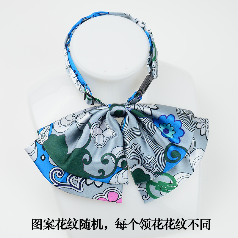 新款农行丝巾头花顶夹农业银行领花领结女蝴蝶扣围巾免打领带现货