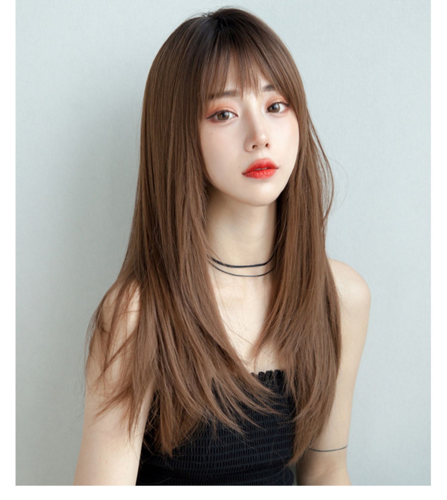 欧烁女长发逼真自然全头套长直发空气刘海假发蓬松网红发套批发