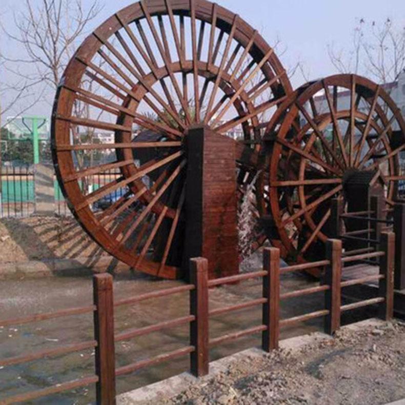 无穷大厂家风水轮景观水车木质大型户外水车田园水车龙骨脚踏水车