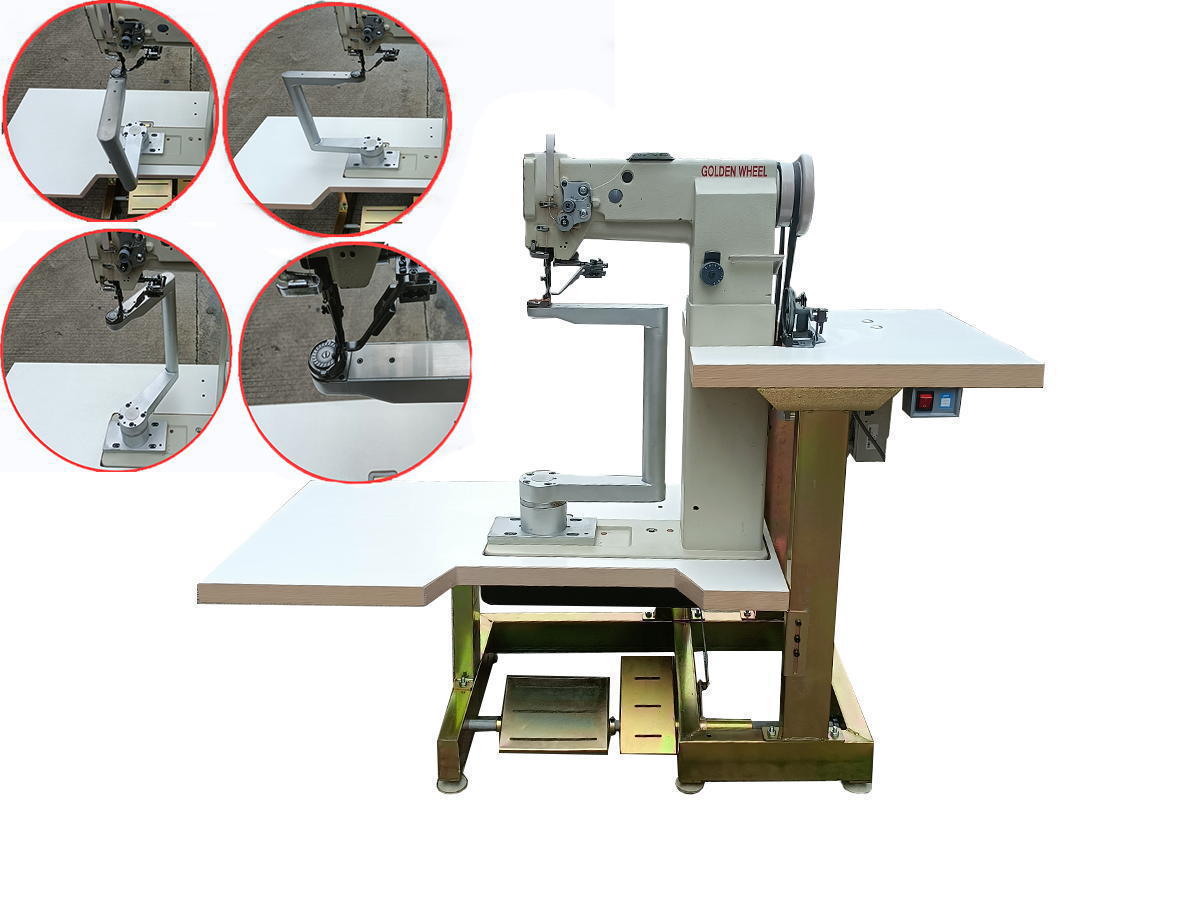 批发360度曲柱高车缝纫机/工字型筒状曲臂旋转高柱车新款板脚