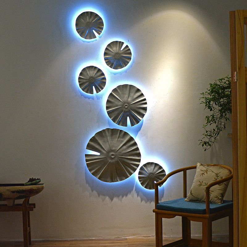 立体荷叶鱼壁灯创意客厅沙发背景墙壁造型灯酒吧茶室墙上装饰挂件