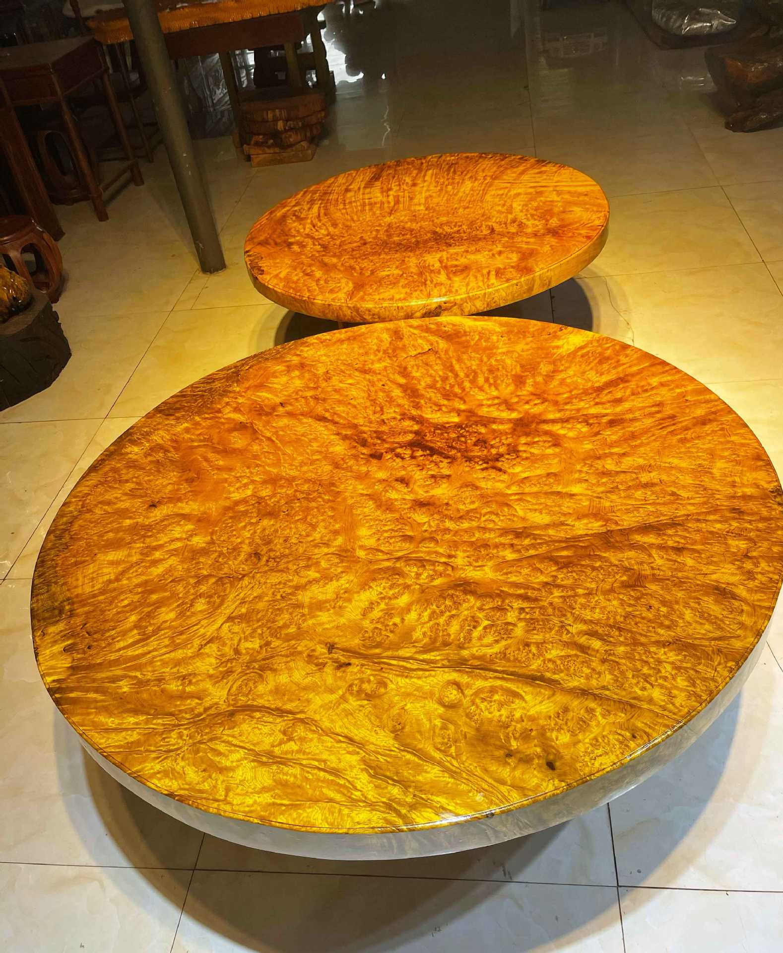 金丝楠树瘤大板圆桌餐桌台面板材原料瘿木大板面板-阿里巴巴