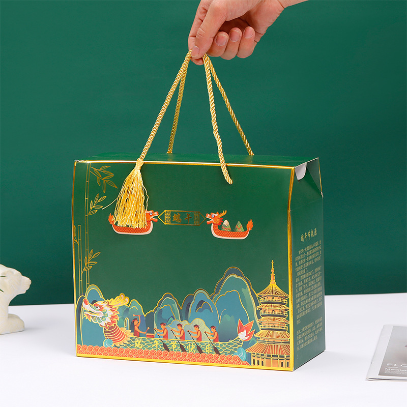 端午节粽子礼盒空盒批发 开窗透明手提粽子礼品盒 节日礼物包装盒