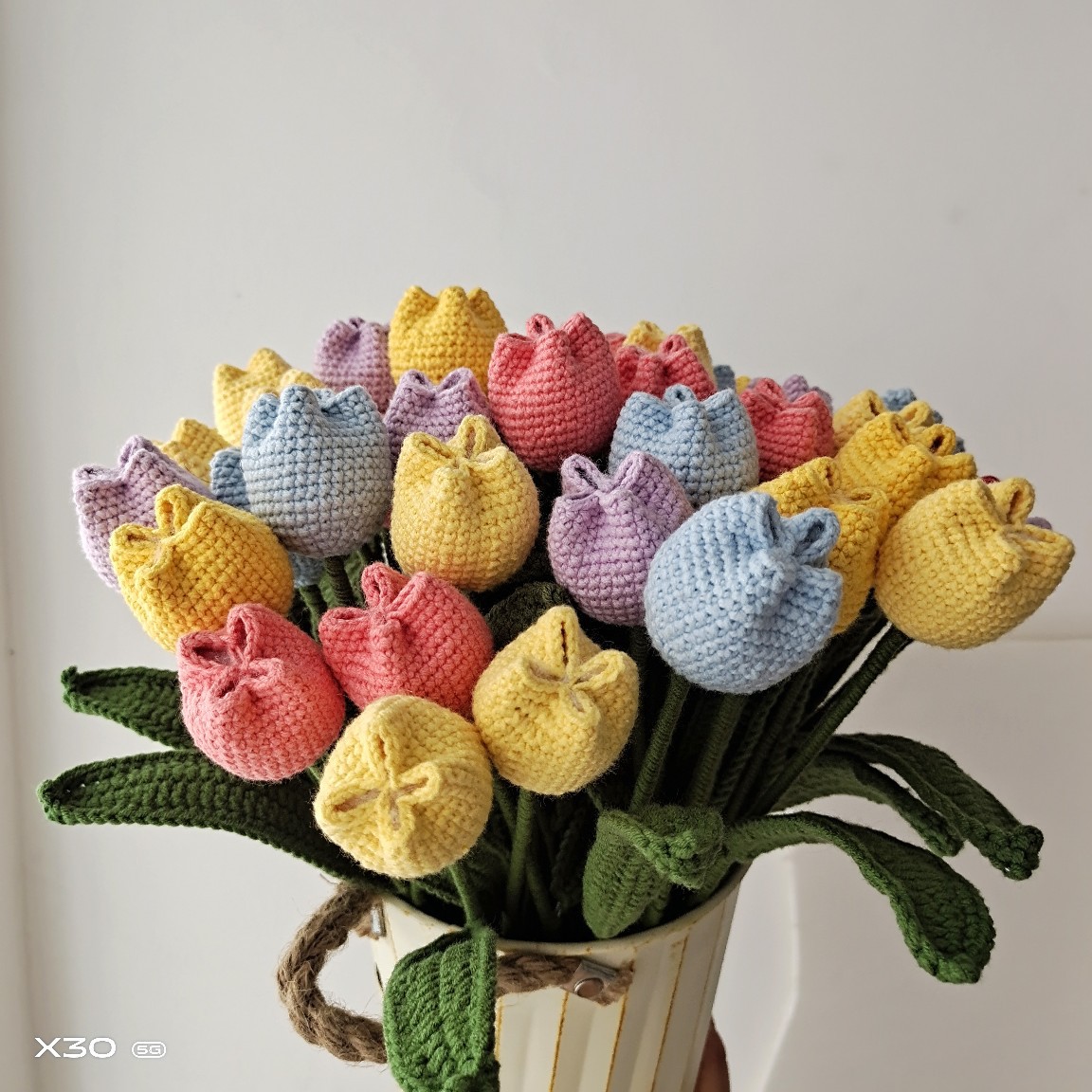 七夕花束成品手工钩针编织毛线花编织花成品花束郁金香