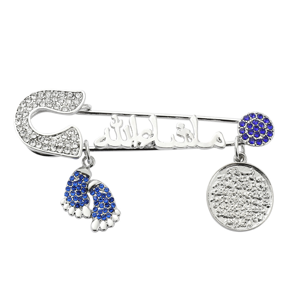 Cross-Border Hot Full Diamond Foot Letter Metal Brooch Advanced Refined Personalized Pin Clothing Ornament Pin Wholesale