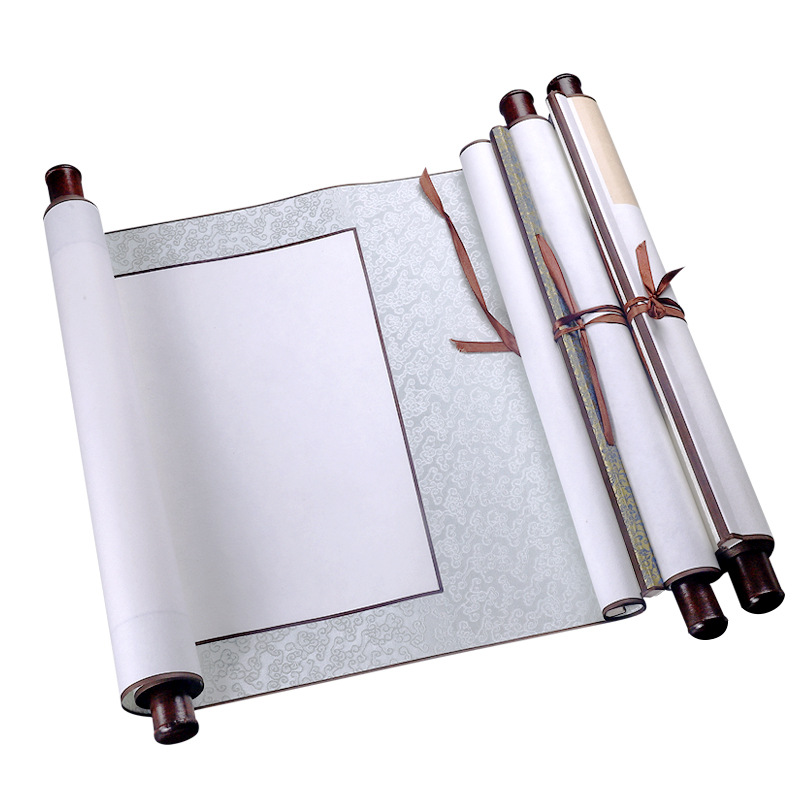 空白卷轴高温绫布横竖挂画半生熟四尺宣纸书法国画创作装裱立轴