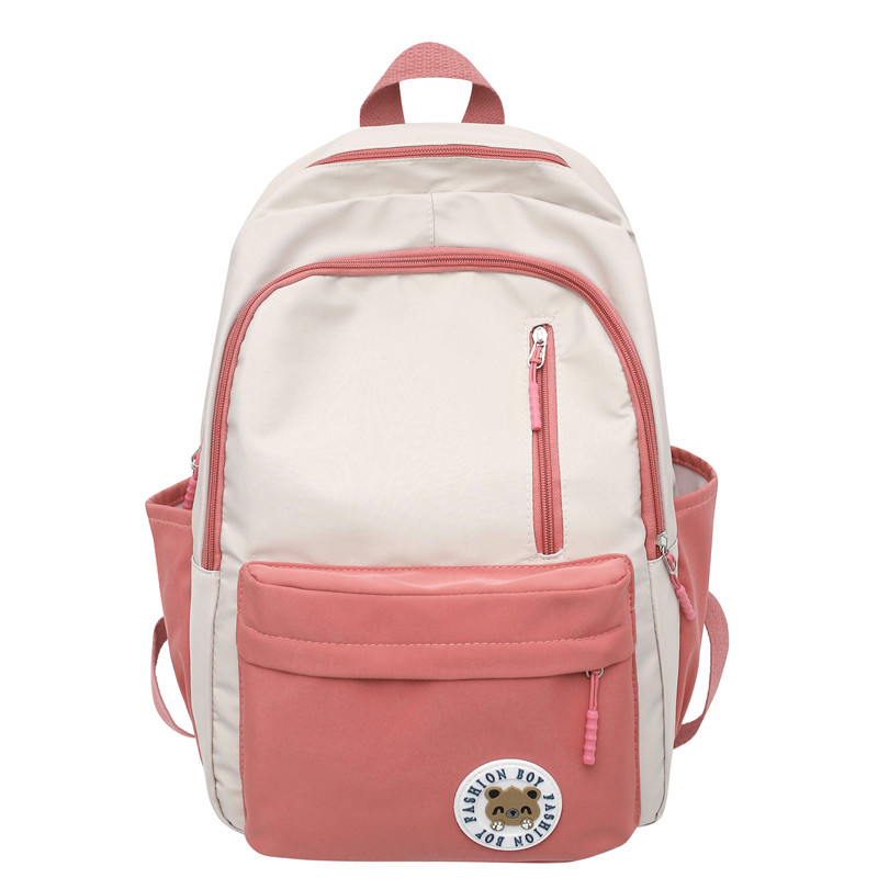 Factory Wholesale High School Student Schoolbag 2023 New Ins Style Korean Leisure Bag Contrast Color Backpack