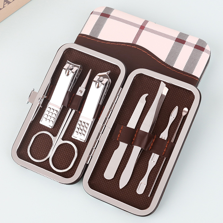 Leather Boxed 7-Piece Set Nail Scissor Set Manufacturer Beauty Manicure Implement Printable Gift Nail Clippers Set
