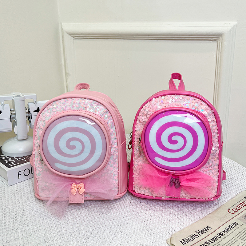 新款女童双肩包幼儿园书包时尚亮片棒棒糖小书包休闲旅游外出背包