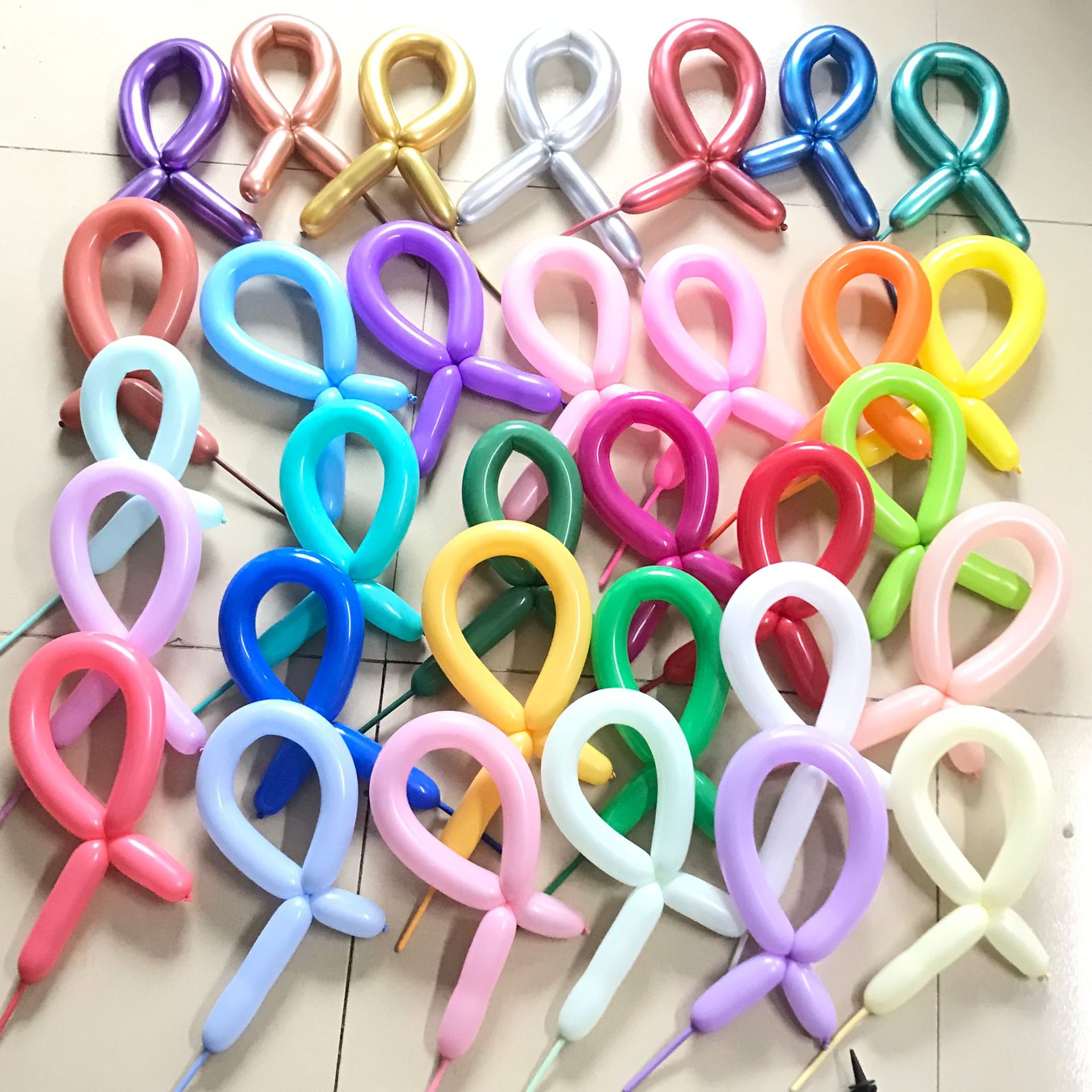 1.8克260魔术亚光长条金属长条气球编制气球马卡龙长条彩虹气球