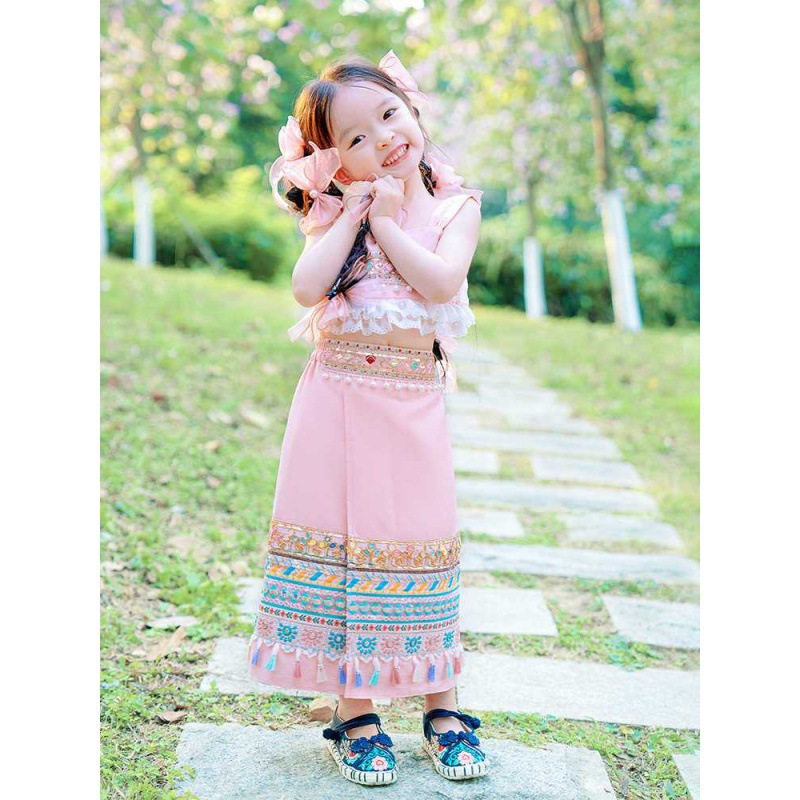 新款傣族女童民族套装 儿童宝宝傣族 写真度假演出服代发-阿里巴巴