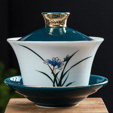 陶瓷盖碗茶杯大号400ML家用釉下彩单个三炮台兰州盖碗敬茶碗茶楼