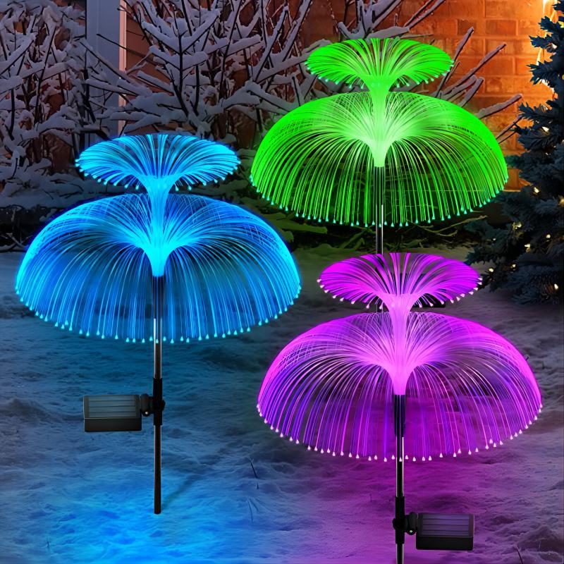 Solar Jellyfish Lamp Outdoor Double-Layer Jellyfish Lamp Garden Reed Ground Lamp Garden Decorative Lamp Ambience Light