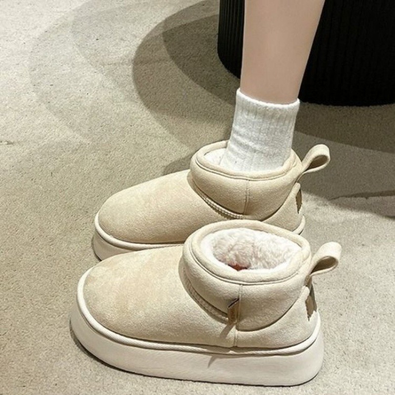 品牌白色短筒雪地靴子内增高女冬季2024年新款加绒加厚底保暖棉鞋