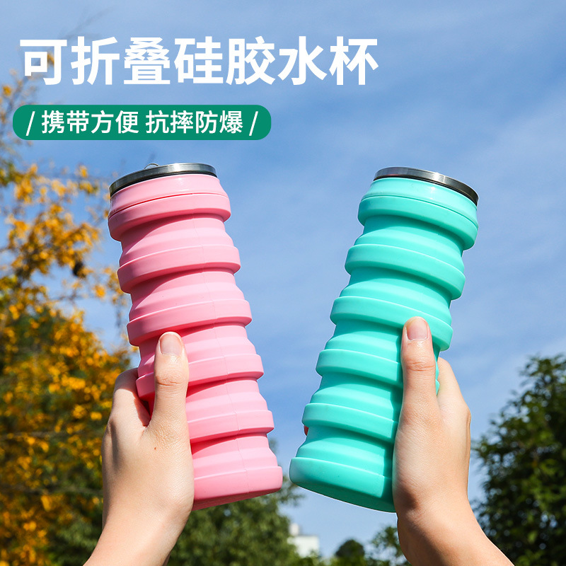 Source New Silicone Folding Cup Cola Cans Retractable Sports Water Bottle Custom Printing Gift Cup