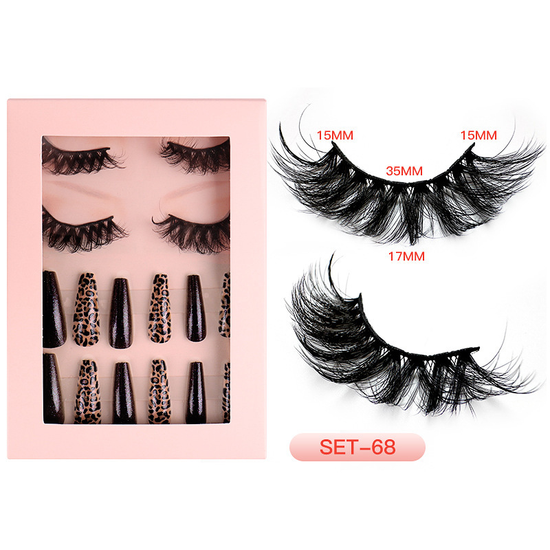 New Product Nail Beauty Eyelashes Exquisite Gift Set Thick Fried Hair Warped Stage Makeup Mink False Eyelashes