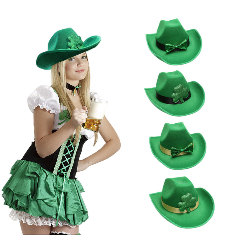 Zilin Cross-Border Amazon New St Patrick Green Top Hat Irish Festival Party Clover Hat