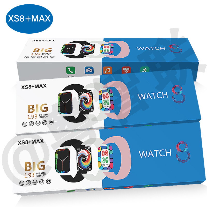 New Xs8 + Max Smart Watch 1.93 Large Screen with Rotary Magnetic Adhesive Charging Bluetooth Calling Sports S8 Watch