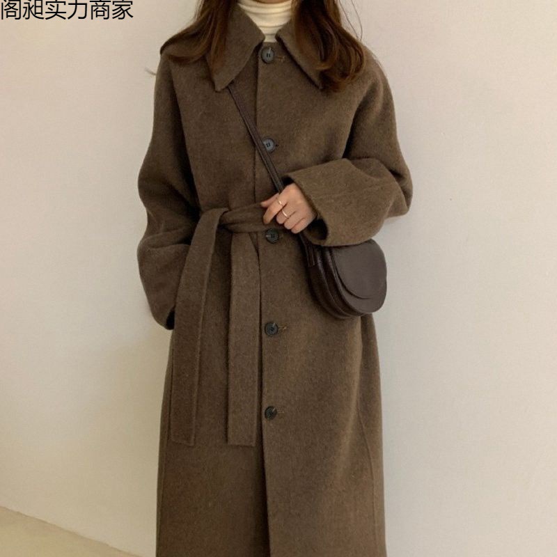 可可色双面羊绒大衣女2023年冬季新款爆款韩系宽松高级感毛呢外套
