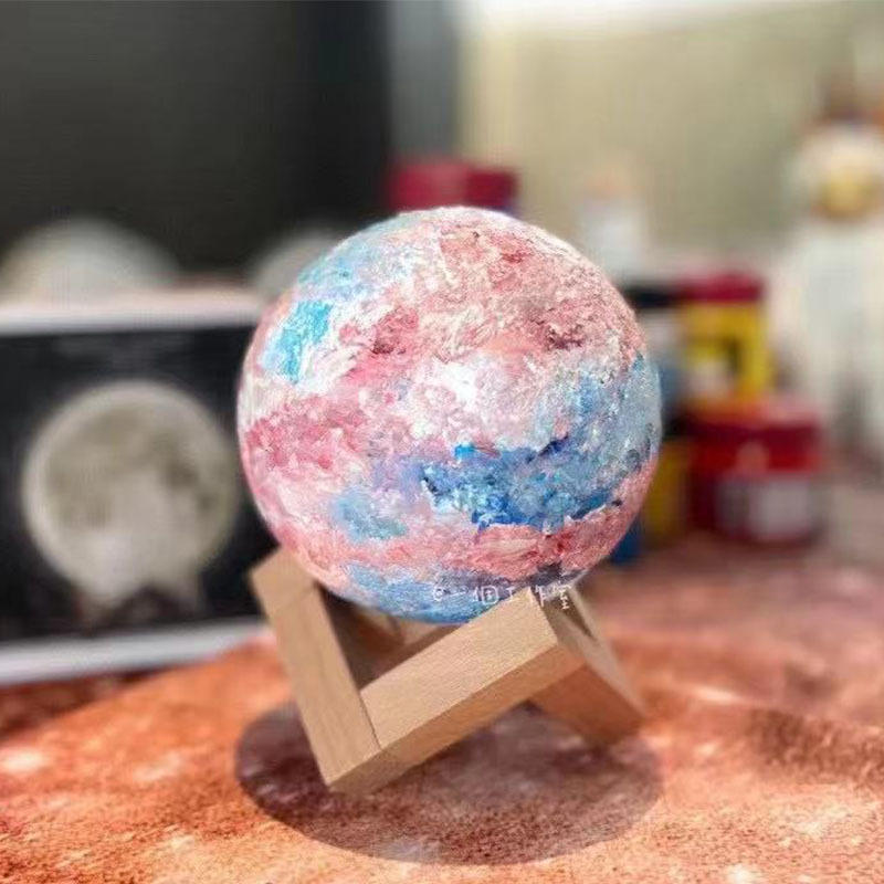 创意手绘diy星球灯月球小夜灯 美术绘画涂鸦彩绘手工个性制作