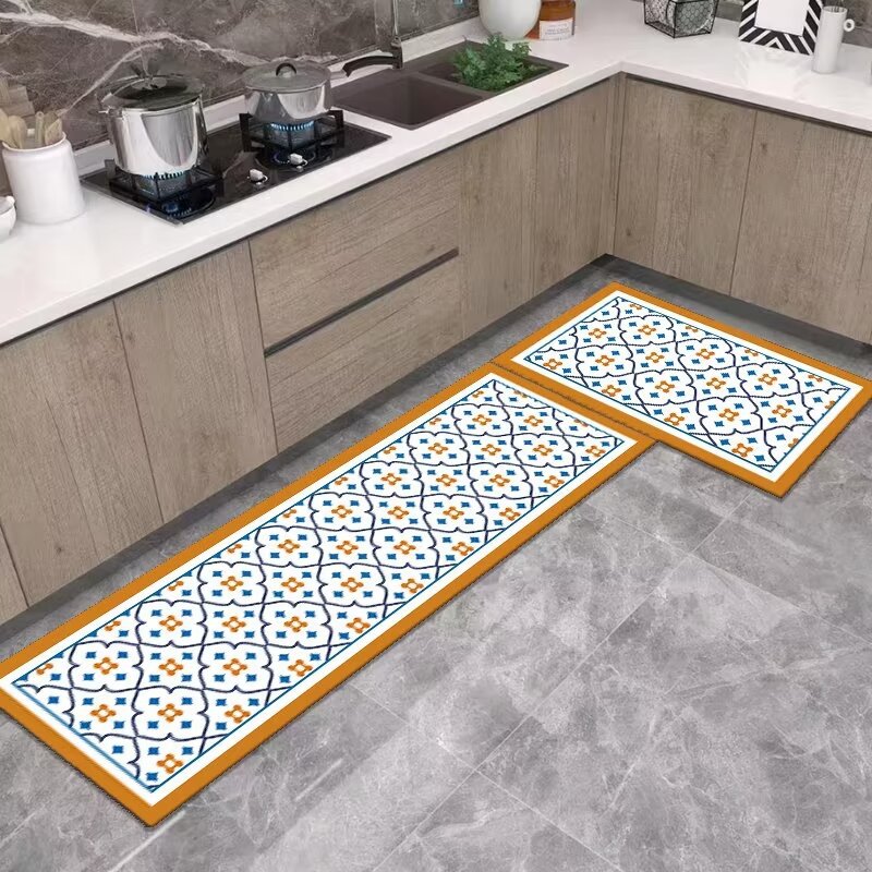 Diatom Ooze Printed Soft Mat Kitchen Two-Piece Set Floor Mat Household Foot Mat Absorbent Oil-Absorbing Non-Slip Mat Set Carpet