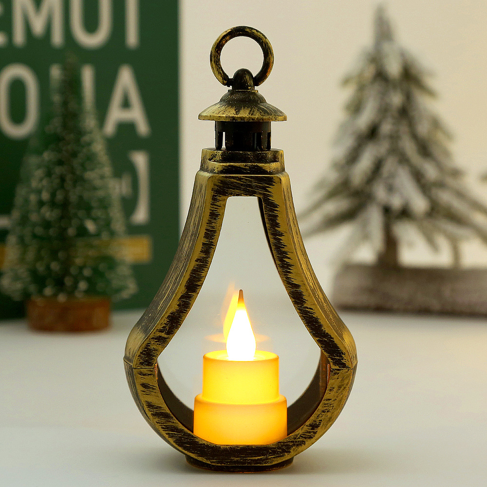 Retro Small Oil Lamp Led Electronic Candle Light Portable Small Lantern Creative Holiday Decorations Decoration Gifts Storm Lantern