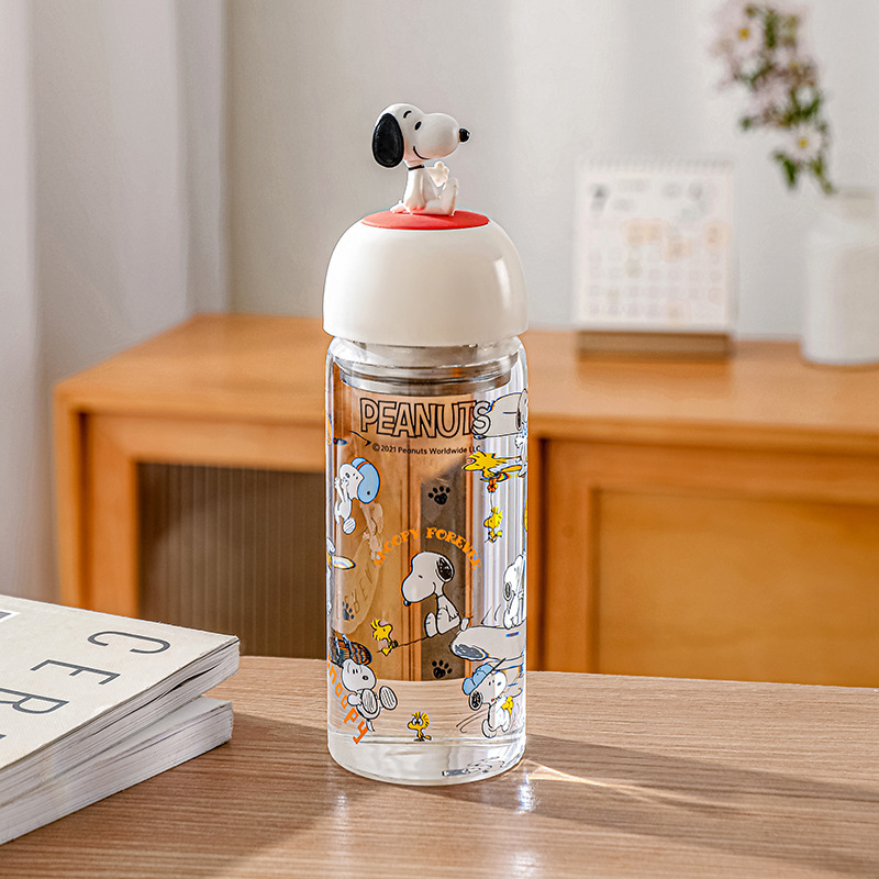 Official Authentic Products Snoopy Snoopy Cartoon Doll Glass Portable Heat Resistant Tea Strainer Handy Drinking Cup