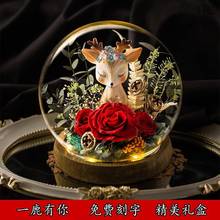 批发永生花礼盒玻璃罩满天星礼物玫瑰真花生日情人节送女朋友