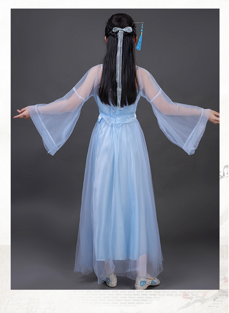 儿童古装仙女演出服公主裙白色小龙女幼儿小学生汉服女童古典舞服