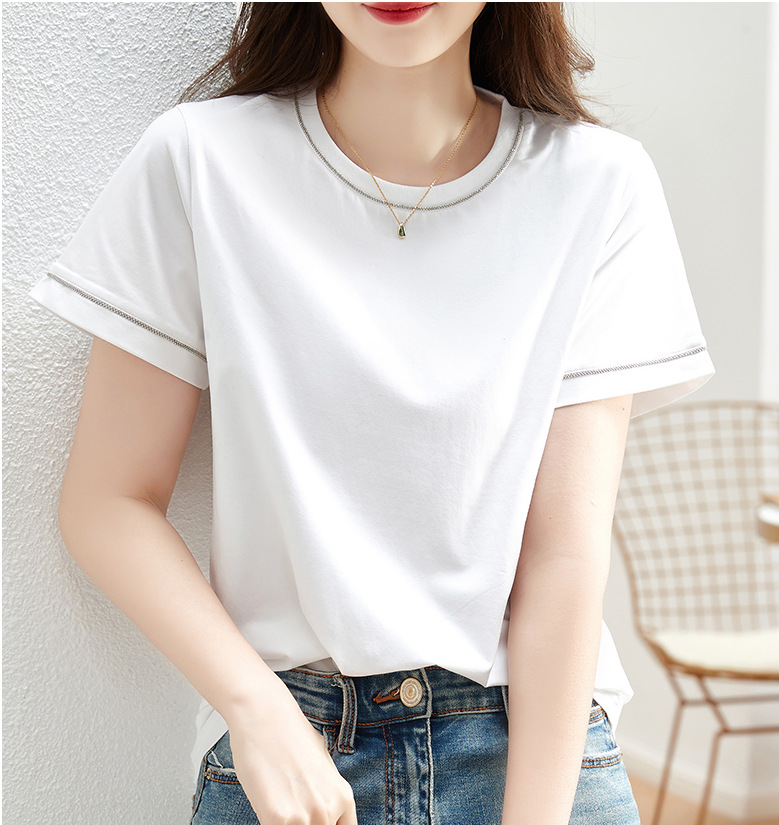 白色短袖t恤女2022新款纯棉宽松欧洲站洋气休闲时尚个性上衣ins
