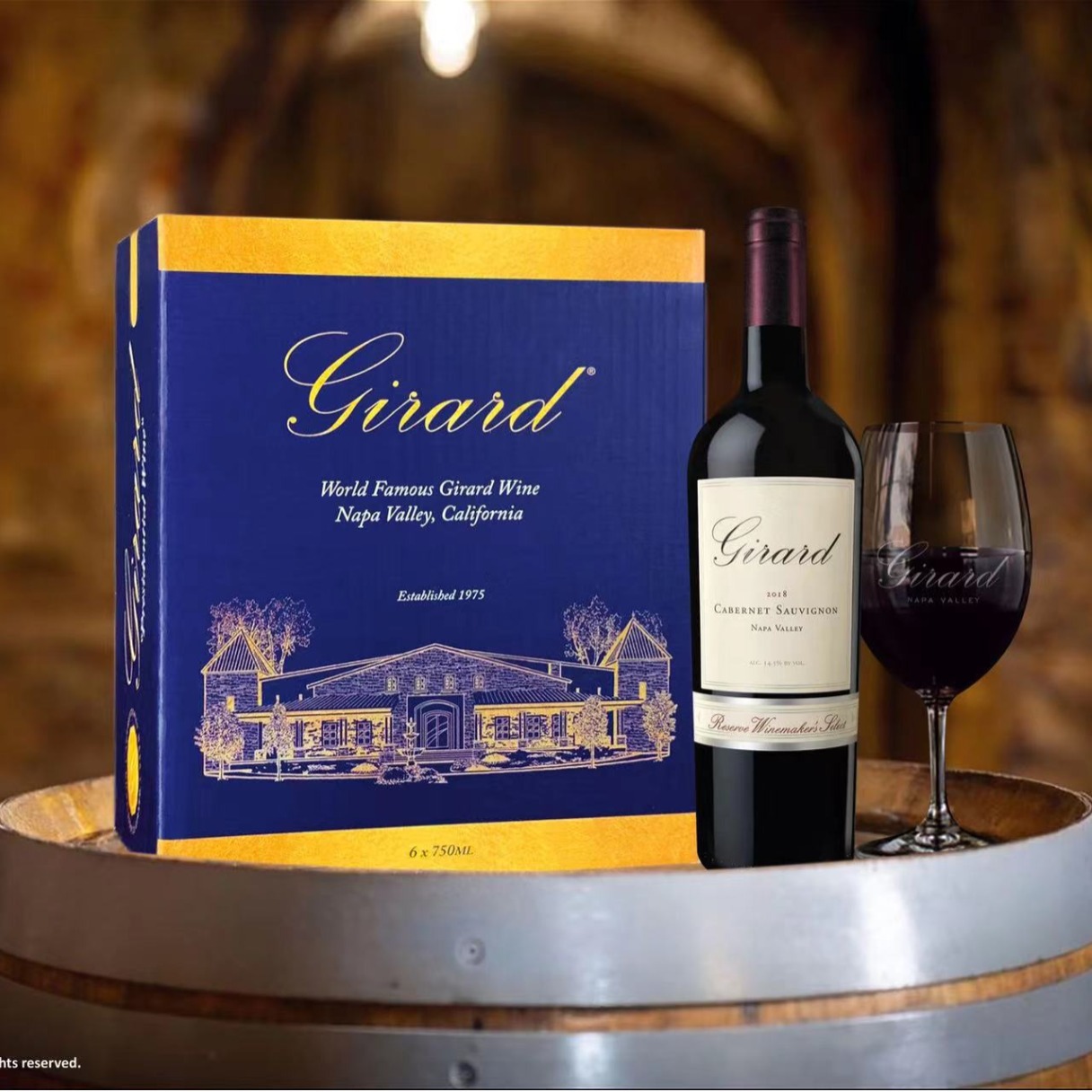 整箱 美国纳帕谷吉拉德girardwinery酒庄红酒750ml*6支 国会用酒