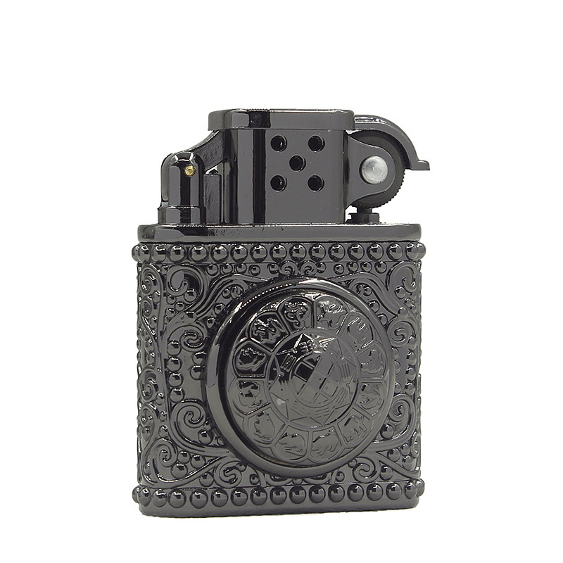 创意幸运转轮十二生肖旋转充气砂轮明火打火机公司礼品定制dc1804