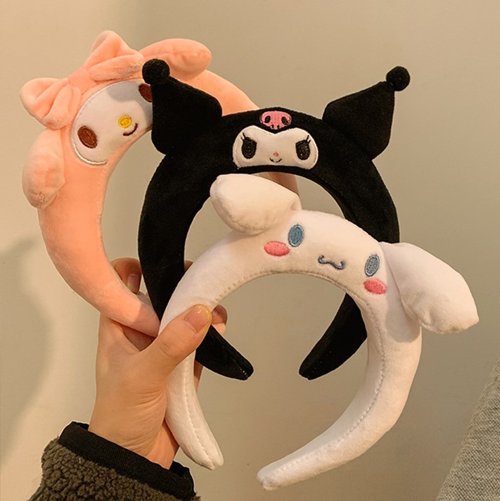 卡通发箍玉桂狗库洛米美乐蒂可爱毛绒女甜美洗脸发卡毛茸茸头箍冬