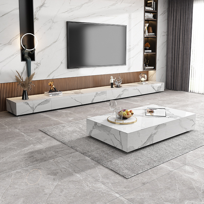 意式岩板电视柜轻奢现代简约客厅地台柜极简大理石背景墙长条地柜