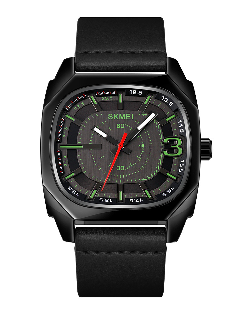 时刻美skmei时尚休闲复古方形石英表男 潮感机车风男士手表学生表