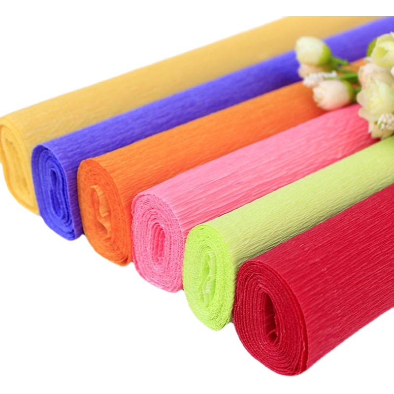 彩色皱纹纸康乃馨伸缩纸手揉花束早教中心亲子课堂加厚折纸卷边纸