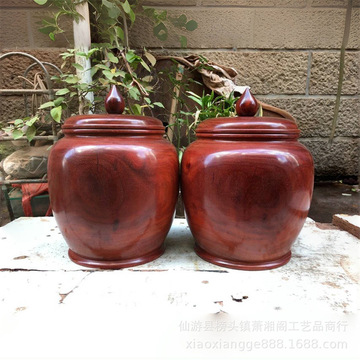 赞比亚血檀茶叶罐非洲小叶紫檀密封储物罐红木围棋罐家居工艺礼品