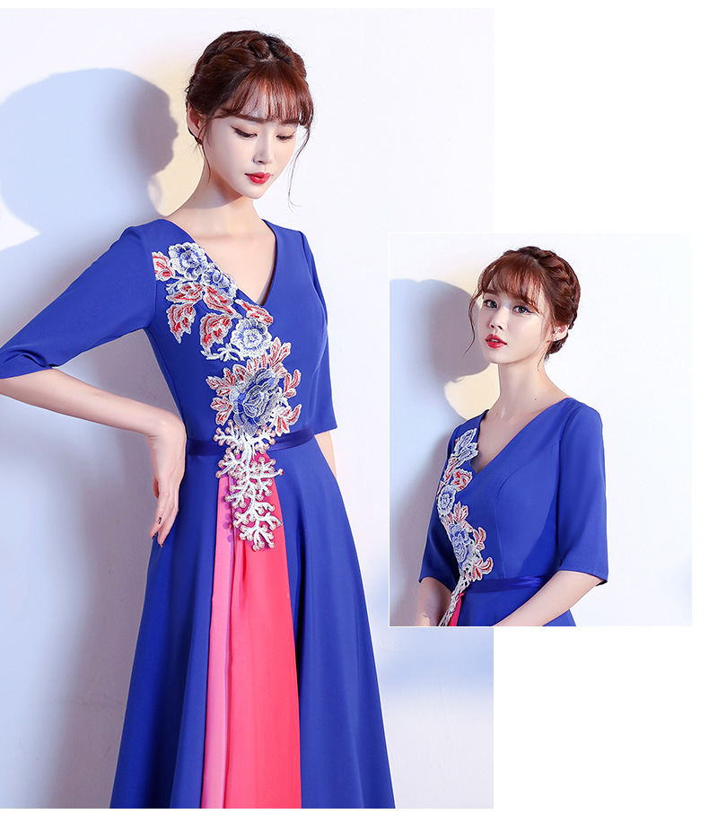 大合唱演出服女长裙红歌比赛显瘦朗诵晚会礼服合唱团爱国表演服饰